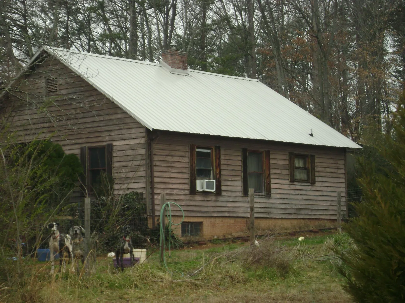 White metal roof on an old wood sided farmhouse, from a Asphalt Shingle Roof Repair job in Mauston